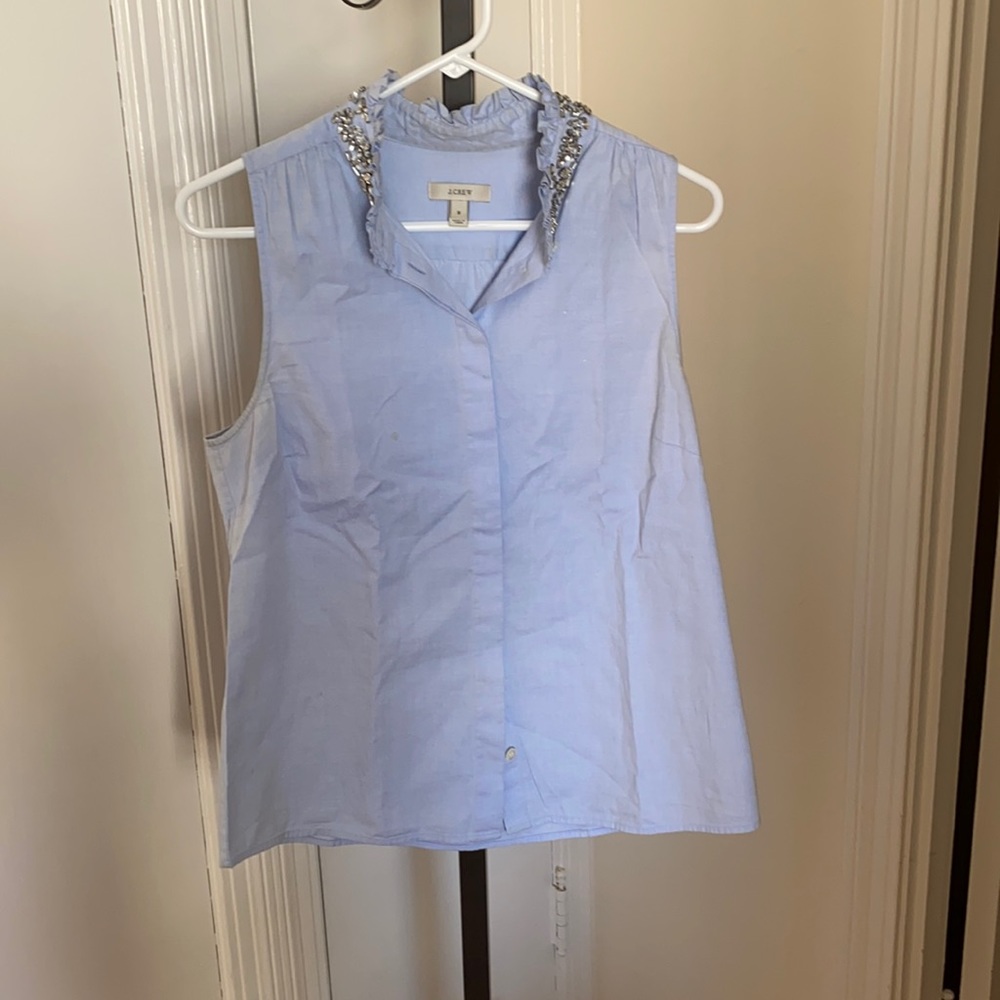 Chambray J Crew jeweled tank